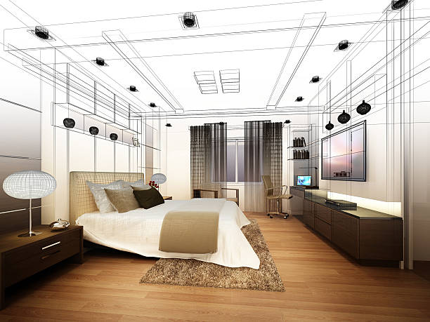 istock abstract sketch design of interior bedroom,3d rendering 598238554