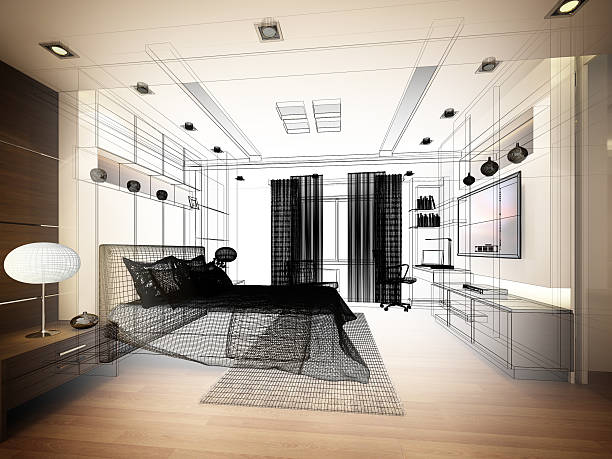 istock abstract sketch design of interior bedroom,3d rendering 598239368