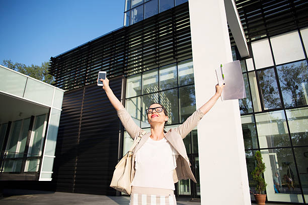 istock Woman searching success in bussines world 598245990