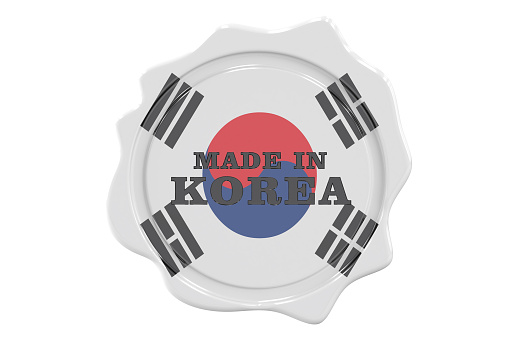 made in Korea seal, stamp. 3D rendering
