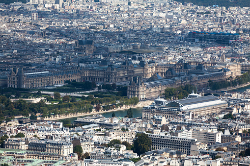 Aerial view of Paris including the following landmarks :