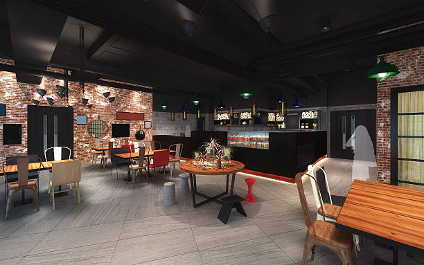 istock 3d illustration of a loft style canteen 598247738
