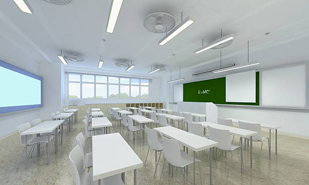istock 3d illustration of a bright classroom 598247964