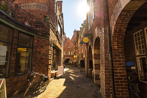 Old town in Bremen with sunlight