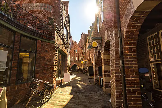 Old town in Bremen with sunlight