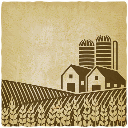 farm in field old background. vector illustration - eps 10