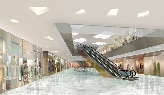 Ilustración 3D de un centro comercial photo