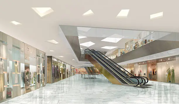3d illustration of atrium in a shopping mall