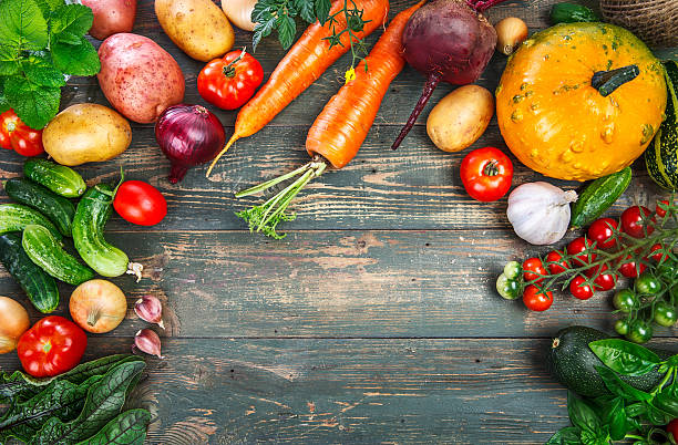 istock Harvest fresh vegetables autumn still-life on old 598254168
