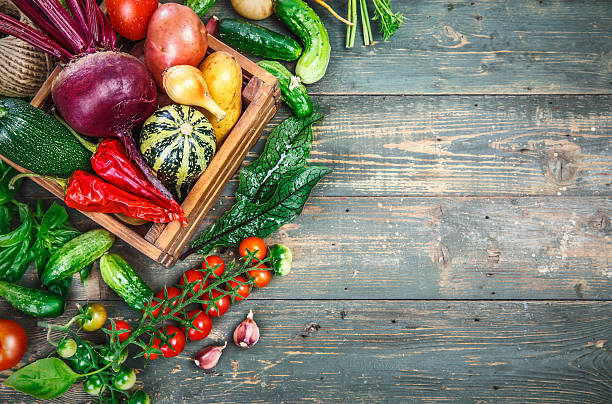 istock Harvest fresh vegetables autumn still-life on old 598254252