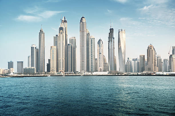Dubai Marina in sunset time, United Arab Emirates