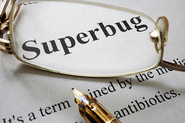 istock Paper with word superbug and glasses. 598254716