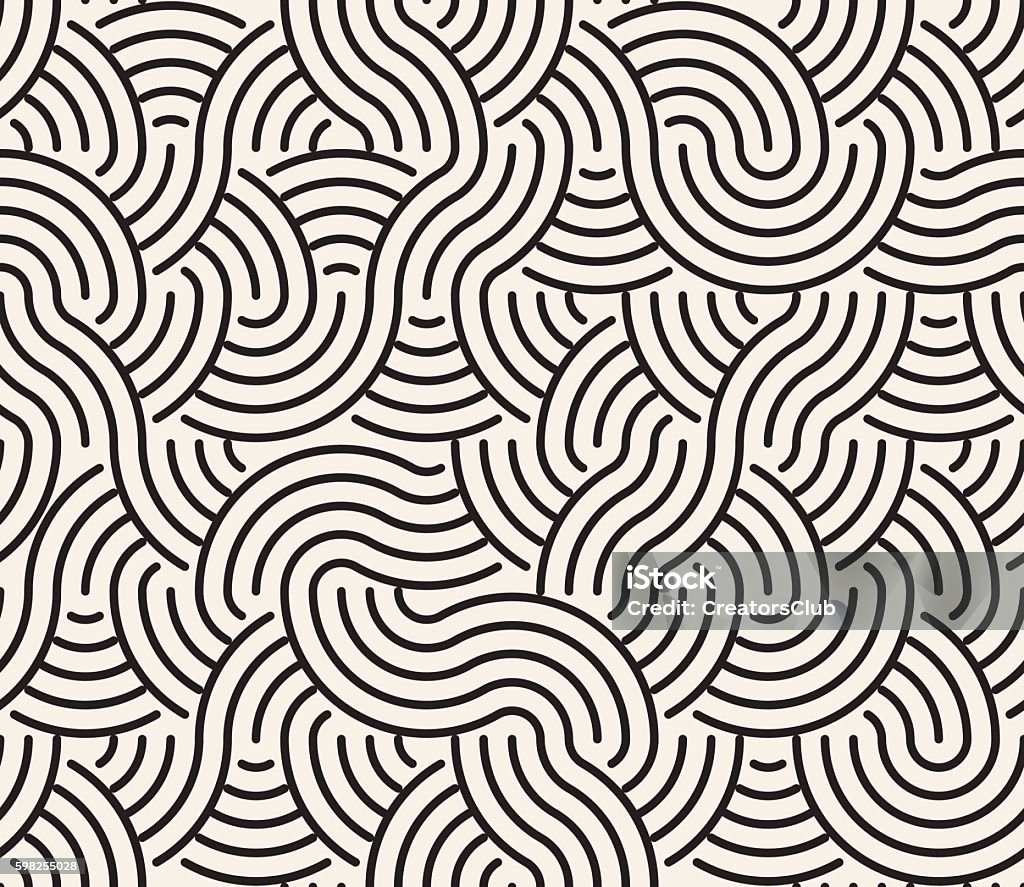 Vector Seamless Black And White Irregular Arc Lines Geometric Pattern ...