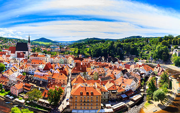 체스키 크룸로프 도시 - czech republic cesky krumlov village tourist 뉴스 사진 이미지