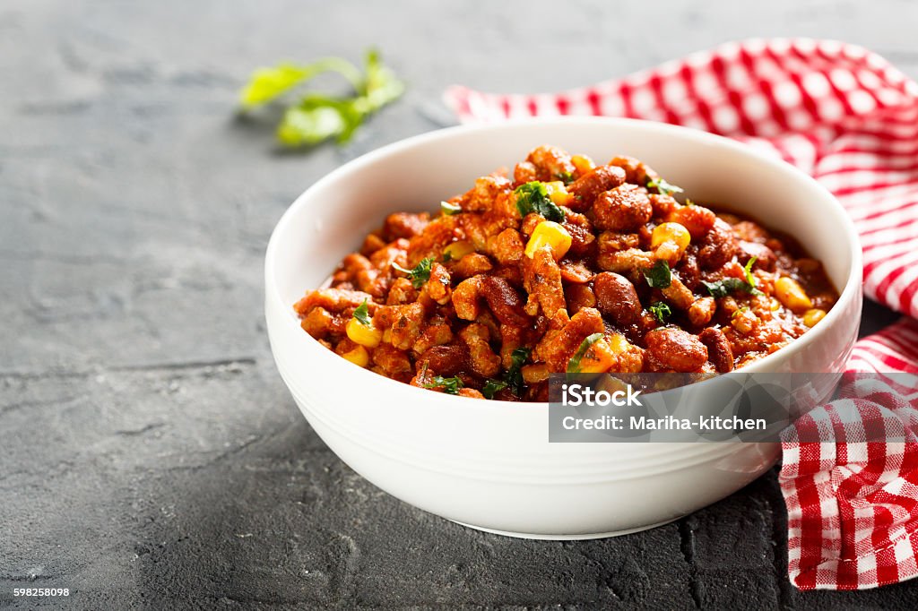 Meat stew Meat stew with beans and corn Chili Con Carne Stock Photo