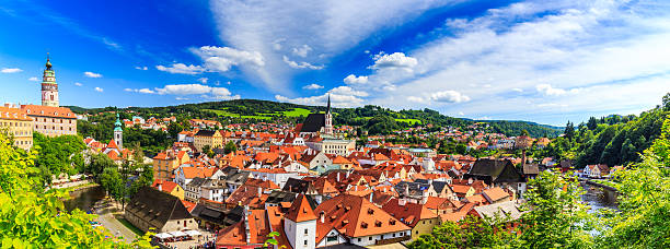 체스키 크룸로프 도시 - czech republic cesky krumlov village tourist 뉴스 사진 이미지