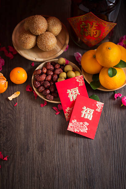 istock Chinese new year wooden table top shot. 598261932
