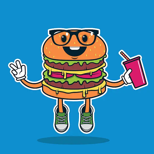 Vector illustration of cute hamburger design. character