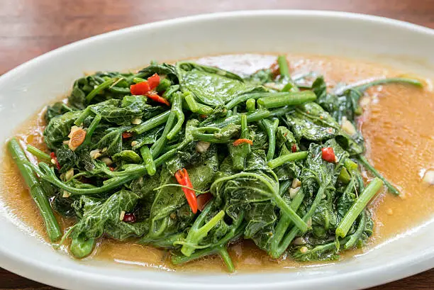 Stir Fried morning glory Thai Water Spinach