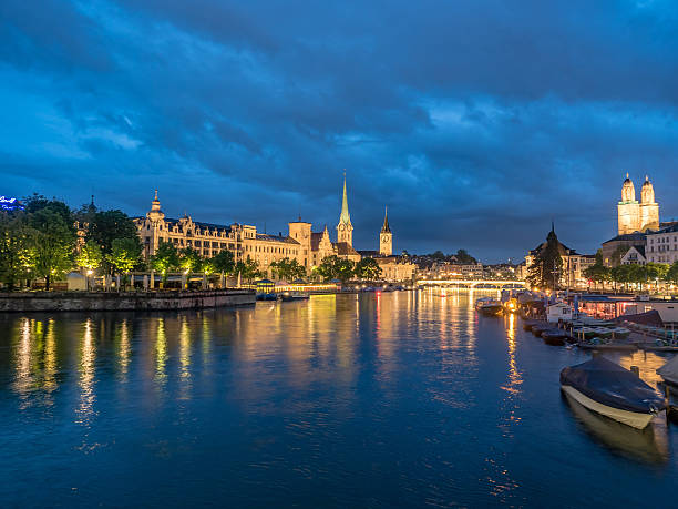istock Zurich and Limmat river after dusk 598527734