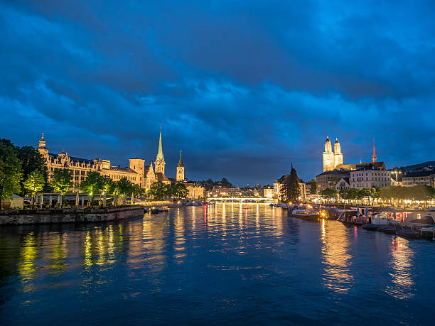istock Zurich and Limmat river after dusk 598527846