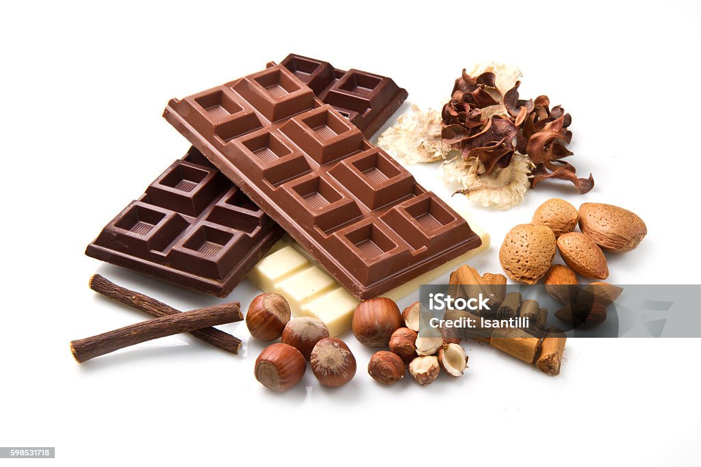 chocolate different kind of chocolate with ingredients Backgrounds Stock Photo