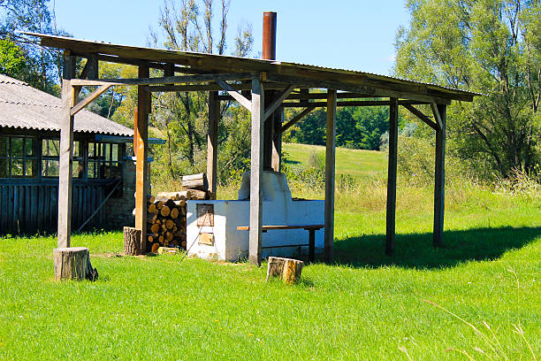 istock Antique stove  in the yard in Ukraine 598533802