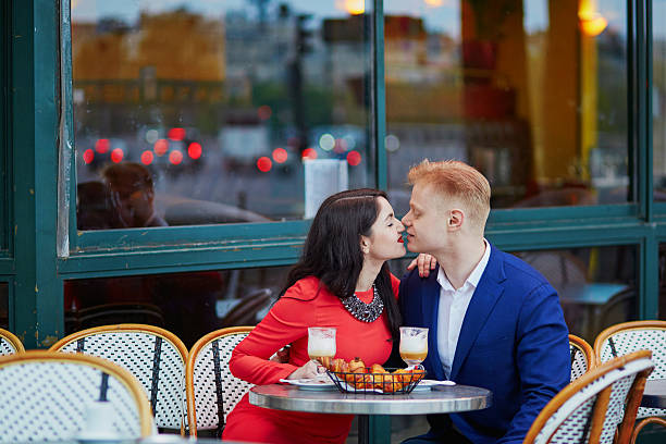 istock Romantic couple in Paris in cafe 598535080