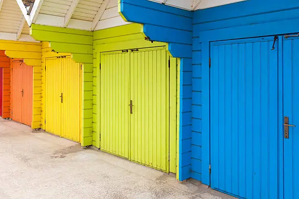 Colourful beach huts at the seaside