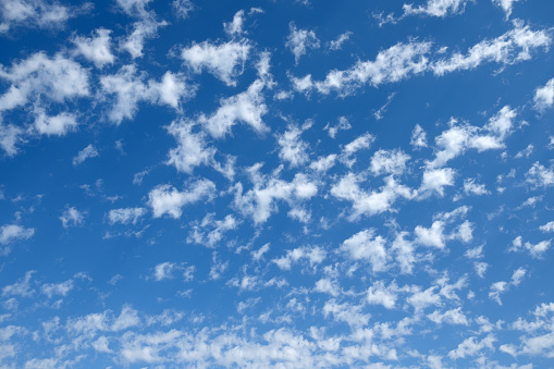 Blue sky background with white clouds. Day