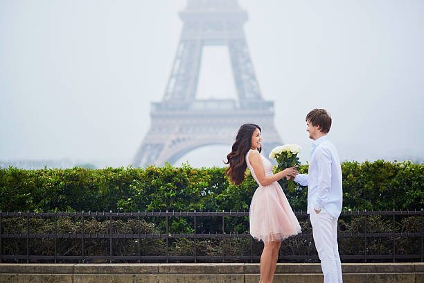 istock Romantic couple together in Paris 598538940