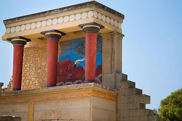 Knossos palace, centre of Minoan civilization at Crete, Greece. Ruins of Knossos palace, centre of Minoan civilization at Crete, Greece. minotaur photos stock pictures, royalty-free photos & images