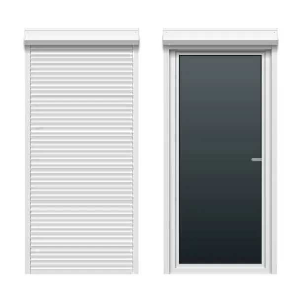 Vector illustration of Door with rolling shutters