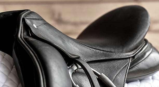 istock Used Dressage Riding Saddle and Stirrup 598539276