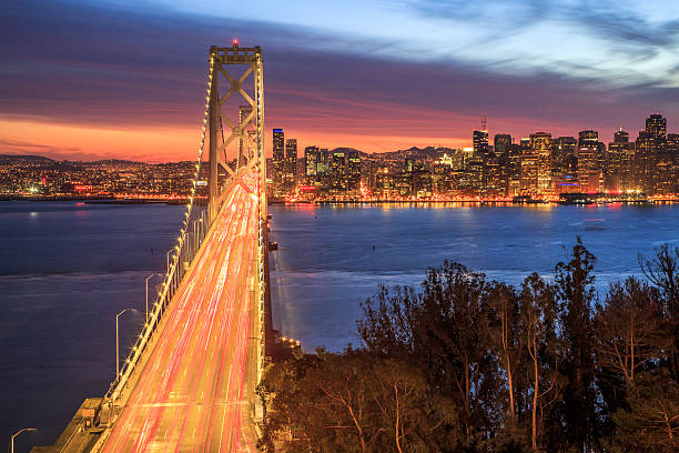Bay Bridge and San Francisco City Line stock photo