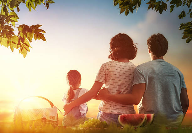 Family picnicking together