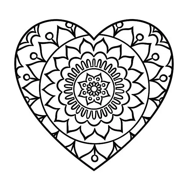 Vector illustration of Doodle Heart Mandala
