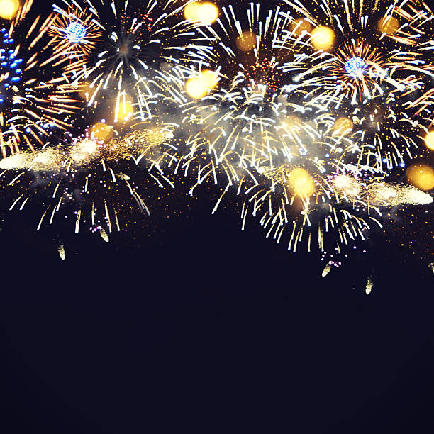 istock Fantastic colorful fireworks with  copyspace. Background for New 598545974