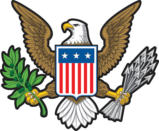 ilustrações de stock, clip art, desenhos animados e ícones de águia americana - government flag american culture technology