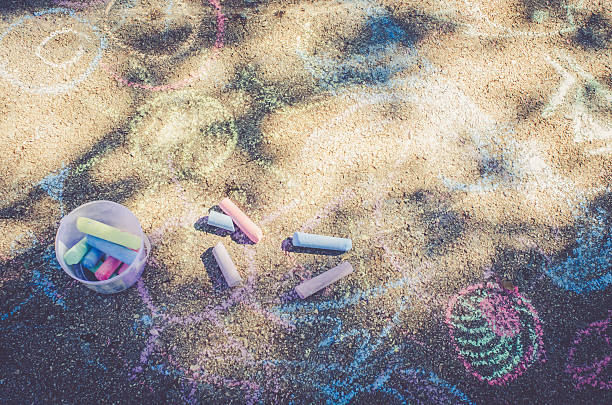 istock Colorful chalk on the street floor 598546398