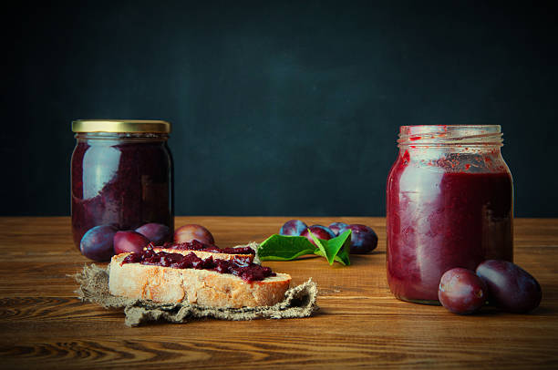Sandwich with fresh plum jam