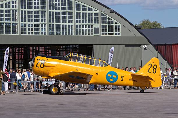 Porterfield LP-65 airplane in livery used for the 2003 National Air Tour flying at Blakesburg, Iowa, USA, September 1, 2008.  Built in 1941.