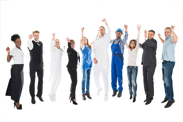 istock Portrait Of People With Various Occupations Cheering 598549316