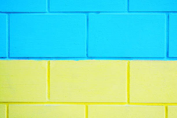 istock Blue and yellow wall wood texture background. 598549982