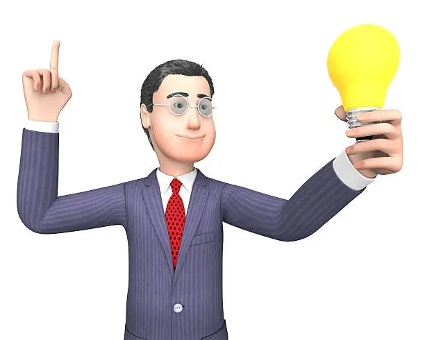 Photo of Lightbulb Businessman Represents Power Source And Character 3d R
