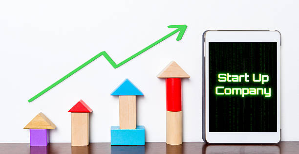 istock Rising Graphic growth for Start up Company concept on tablet. 598552348