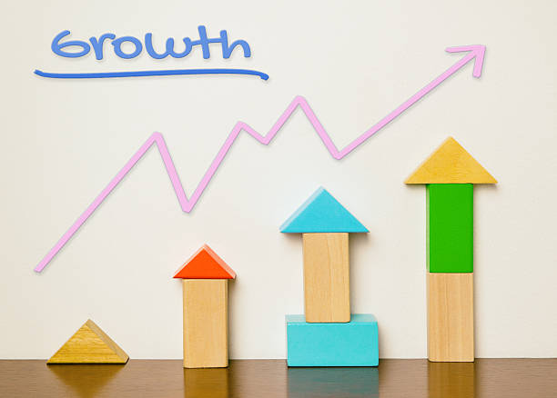 istock Colorful toy with rising graphic diagram for Growth concept. 598552410