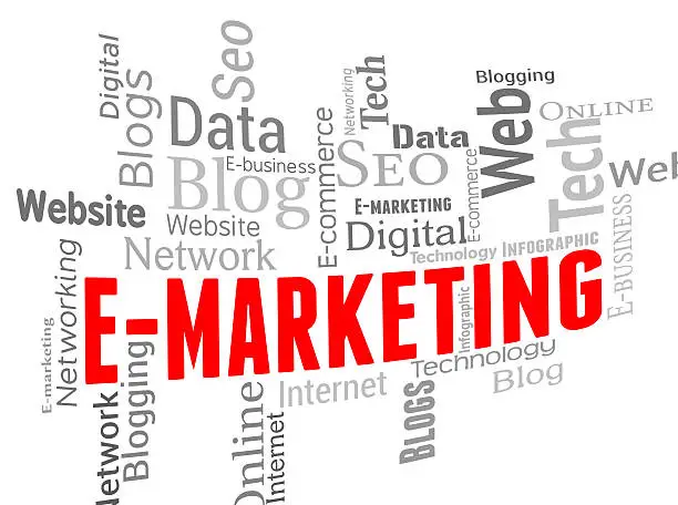 Photo of Emarketing Wordcloud Means Website Internet And Websites