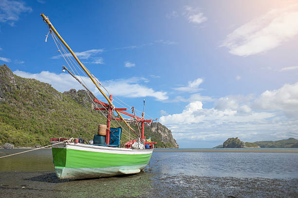 istock traditional fishing boat laying on a beach 598554498