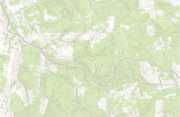 illustrations, cliparts, dessins animés et icônes de carte topographique avec forêt et cours d’eau - topographic map